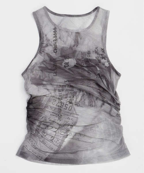 Tulip Gather Mesh Tank Top/チューリップギャザーメッシュ