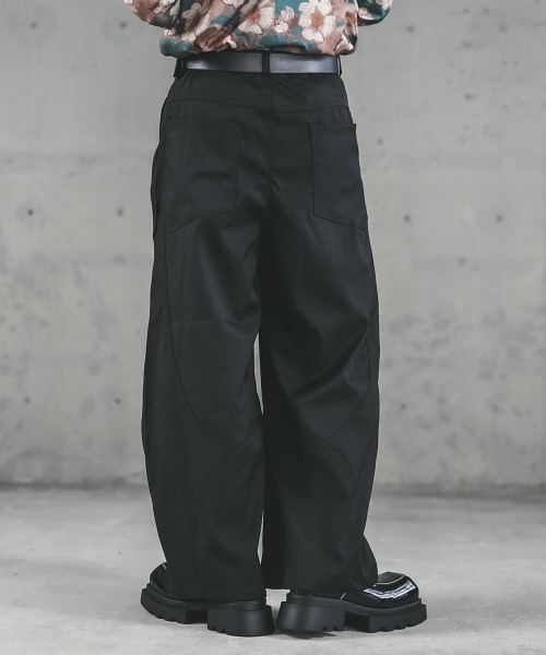 セール】フロントホックタックワイドスラックス（スラックス