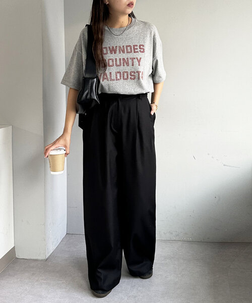 DISCOAT（ディスコート）の「【ユニセックス】アジャストベルト付きタックワイドパンツ（その他パンツ・レディース・モカ/ブラック・MEDIUM/LARGE）」の7枚目の写真