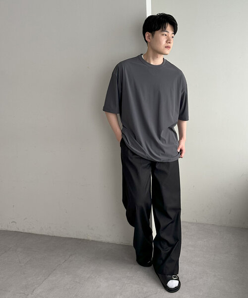 DISCOAT（ディスコート）の「【ユニセックス】アジャストベルト付きタックワイドパンツ（その他パンツ・レディース・モカ/ブラック・MEDIUM/LARGE）」の12枚目の写真