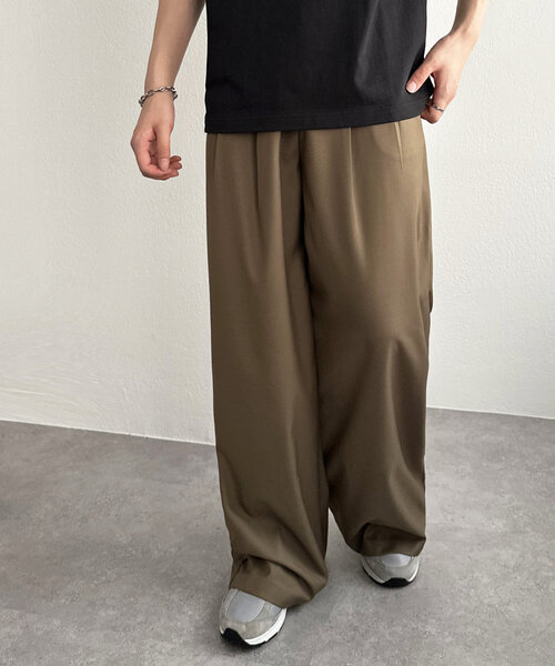 DISCOAT（ディスコート）の「【ユニセックス】アジャストベルト付きタックワイドパンツ（その他パンツ・レディース・モカ/ブラック・MEDIUM/LARGE）」の18枚目の写真