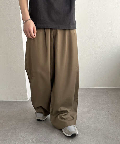 DISCOAT(ディスコート)の「【ユニセックス】アジャストベルト付きタックワイドパンツ(その他パンツ・レディース・モカ/ブラック・MEDIUM/LARGE)」の20枚目の写真