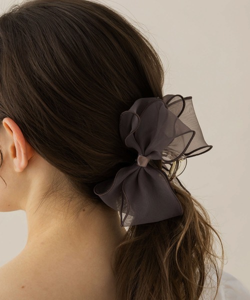 LA MUe（ラミュー）の「【LA MUE】シフォンリボンバンスクリップ（バレッタ/ヘアクリップ・レディース・ブラック/モカ/ホワイト/ピンク・FREE）」の6枚目の写真