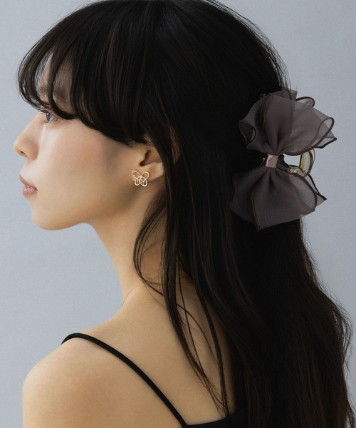 LA MUe（ラミュー）の「【LA MUE】シフォンリボンバンスクリップ（バレッタ/ヘアクリップ・レディース・ブラック/モカ/ホワイト/ピンク・FREE）」の11枚目の写真