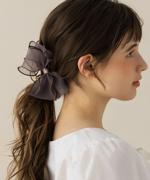 LA MUe（ラミュー）の「【LA MUE】シフォンリボンバンスクリップ（バレッタ/ヘアクリップ・レディース・ブラック/モカ/ホワイト/ピンク・FREE）」の13枚目の写真