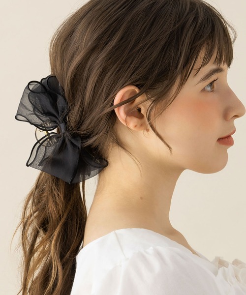 LA MUe（ラミュー）の「【LA MUE】シフォンリボンバンスクリップ（バレッタ/ヘアクリップ・レディース・ブラック/モカ/ホワイト/ピンク・FREE）」の14枚目の写真