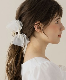 LA MUe（ラミュー）の「【LA MUE】シフォンリボンバンスクリップ（バレッタ/ヘアクリップ）」