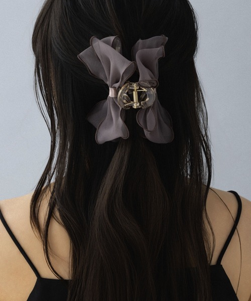 LA MUe（ラミュー）の「【LA MUE】シフォンリボンバンスクリップ（バレッタ/ヘアクリップ・レディース・ブラック/モカ/ホワイト/ピンク・FREE）」の16枚目の写真