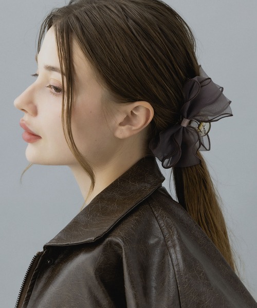LA MUe（ラミュー）の「【LA MUE】シフォンリボンバンスクリップ（バレッタ/ヘアクリップ・レディース・ブラック/モカ/ホワイト/ピンク・FREE）」の22枚目の写真