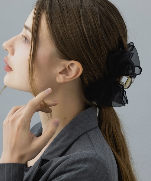 LA MUe（ラミュー）の「【LA MUE】シフォンリボンバンスクリップ（バレッタ/ヘアクリップ・レディース・ブラック/モカ/ホワイト/ピンク・FREE）」の21枚目の写真