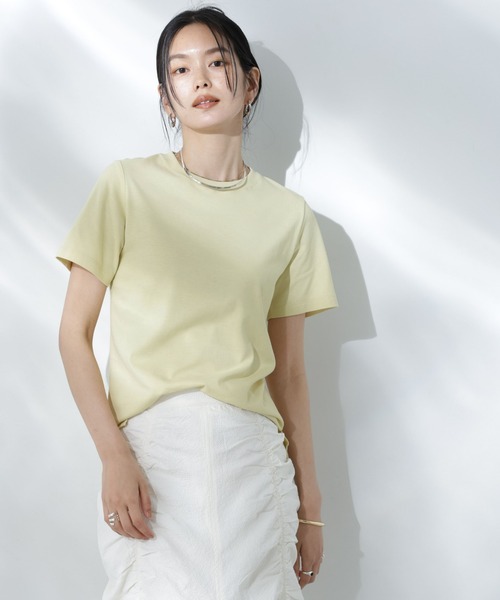 NANO universe(ナノユニバース)の「Anti Soaked(R) 汗染み防止カラフルクルーTシャツ(Tシャツ/カットソー・レディース・ライトイエロー/ライトピンク/サーモンピンク/ブルー/サックスブルー・FREE)」の4枚目の写真