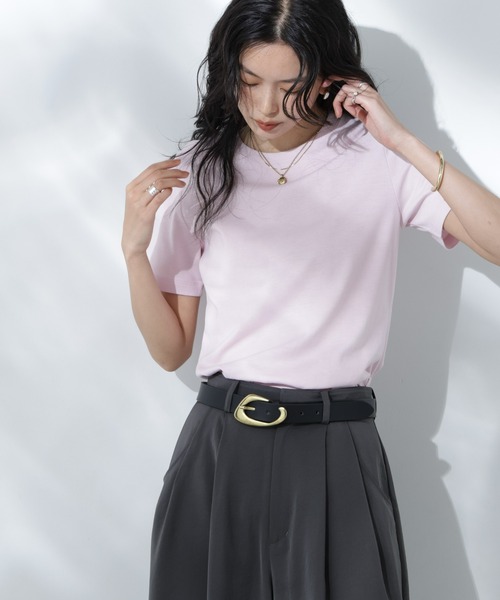 NANO universe(ナノユニバース)の「Anti Soaked(R) 汗染み防止カラフルクルーTシャツ(Tシャツ/カットソー・レディース・ライトイエロー/ライトピンク/サーモンピンク/ブルー/サックスブルー・FREE)」の2枚目の写真