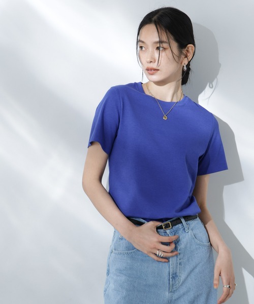 NANO universe(ナノユニバース)の「Anti Soaked(R) 汗染み防止カラフルクルーTシャツ(Tシャツ/カットソー・レディース・ライトイエロー/ライトピンク/サーモンピンク/ブルー/サックスブルー・FREE)」の1枚目の写真