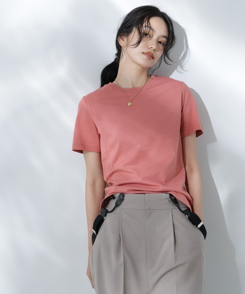 NANO universe(ナノユニバース)の「Anti Soaked(R) 汗染み防止カラフルクルーTシャツ(Tシャツ/カットソー・レディース・ライトイエロー/ライトピンク/サーモンピンク/ブルー/サックスブルー・FREE)」の5枚目の写真