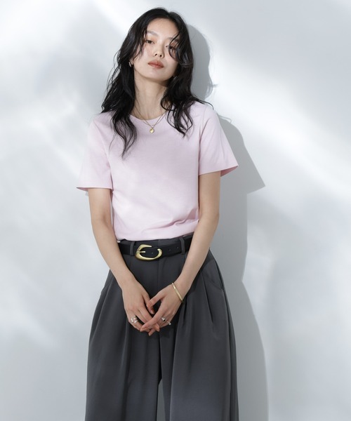 NANO universe(ナノユニバース)の「Anti Soaked(R) 汗染み防止カラフルクルーTシャツ(Tシャツ/カットソー・レディース・ライトイエロー/ライトピンク/サーモンピンク/ブルー/サックスブルー・FREE)」の9枚目の写真