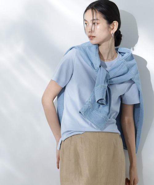 NANO universe(ナノユニバース)の「Anti Soaked(R) 汗染み防止カラフルクルーTシャツ(Tシャツ/カットソー・レディース・ライトイエロー/ライトピンク/サーモンピンク/ブルー/サックスブルー・FREE)」の6枚目の写真