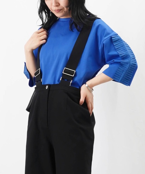 tシャツ LC/LLL プリーツフリル袖プルオーバー/袖プリーツTシャツ レディース セール】LC/LLL プリーツフリル袖プルオーバー/袖プリーツT