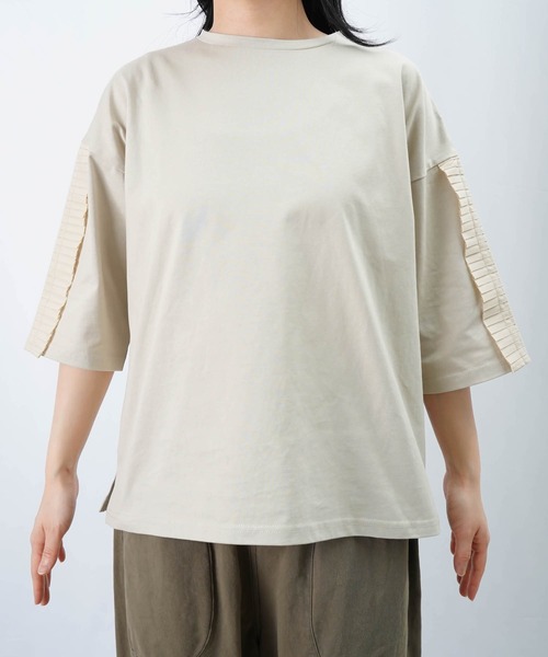 tシャツ LC/LLL プリーツフリル袖プルオーバー/袖プリーツTシャツ レディース LADY LUCK LUCA tシャツ LC/LLL プリーツフリル袖プルオーバー