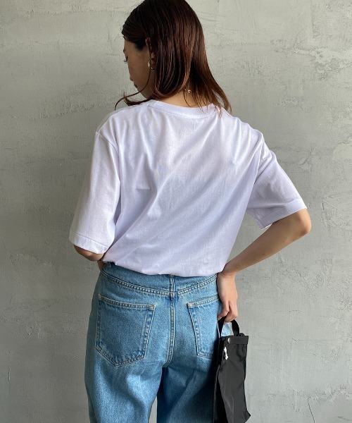 DANTON（ダントン）の「[DANTON/ダントン] ワンポイントロゴ ショートスリーブTシャツ（Tシャツ/カットソー・レディース・ホワイト/ブラック・S/M/L/XL）」の10枚目の写真