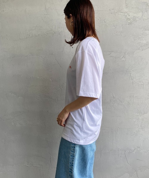 DANTON（ダントン）の「[DANTON/ダントン] ワンポイントロゴ ショートスリーブTシャツ（Tシャツ/カットソー・レディース・ホワイト/ブラック・S/M/L/XL）」の14枚目の写真