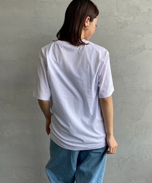 DANTON（ダントン）の「[DANTON/ダントン] ワンポイントロゴ ショートスリーブTシャツ（Tシャツ/カットソー・レディース・ホワイト/ブラック・S/M/L/XL）」の15枚目の写真