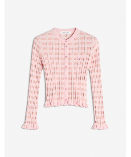セール】BABY FOX PATCH JACQUARD CHECK CARDIGAN（カーディガン
