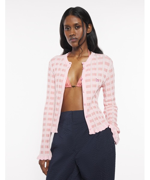 セール】BABY FOX PATCH JACQUARD CHECK CARDIGAN（カーディガン