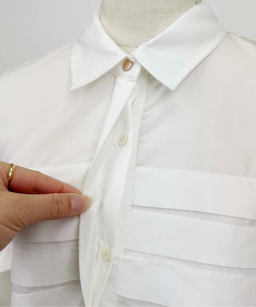 DIARIUM（ディアリウム）の「横プリーツブラウス（シャツ/ブラウス・レディース・ブルー/オフホワイト・M）」の22枚目の写真