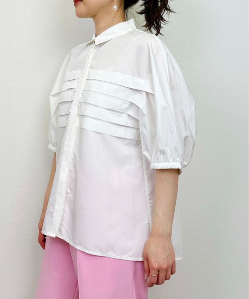 DIARIUM（ディアリウム）の「横プリーツブラウス（シャツ/ブラウス・レディース・ブルー/オフホワイト・M）」の11枚目の写真