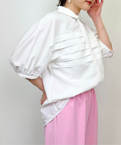 DIARIUM（ディアリウム）の「横プリーツブラウス（シャツ/ブラウス・レディース・ブルー/オフホワイト・M）」の4枚目の写真