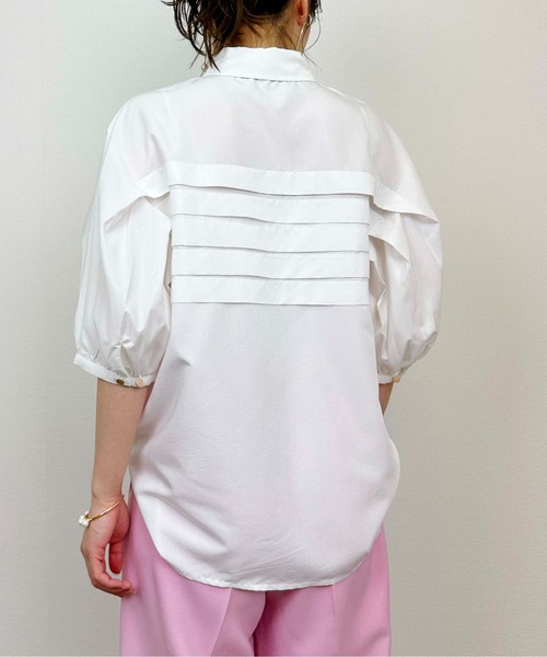 DIARIUM（ディアリウム）の「横プリーツブラウス（シャツ/ブラウス・レディース・ブルー/オフホワイト・M）」の5枚目の写真