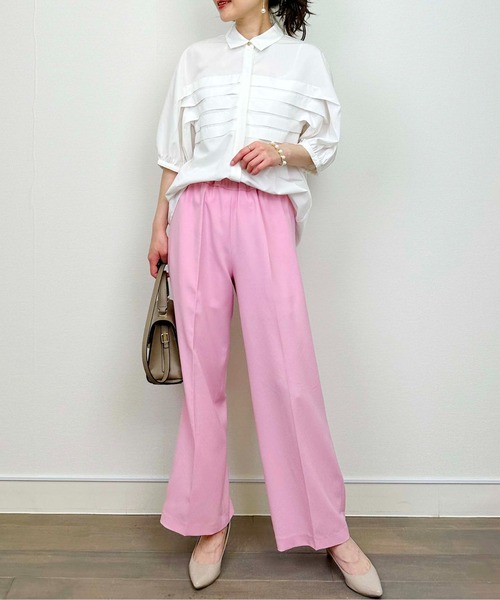 DIARIUM（ディアリウム）の「横プリーツブラウス（シャツ/ブラウス・レディース・ブルー/オフホワイト・M）」の7枚目の写真