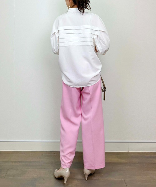 DIARIUM（ディアリウム）の「横プリーツブラウス（シャツ/ブラウス・レディース・ブルー/オフホワイト・M）」の9枚目の写真