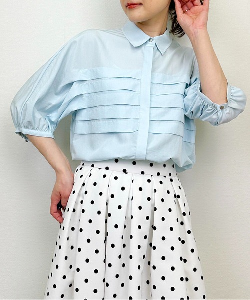 DIARIUM（ディアリウム）の「横プリーツブラウス（シャツ/ブラウス・レディース・ブルー/オフホワイト・M）」の13枚目の写真