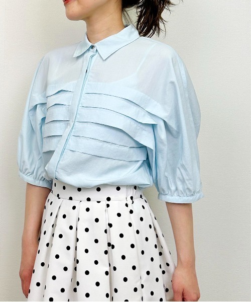 DIARIUM（ディアリウム）の「横プリーツブラウス（シャツ/ブラウス・レディース・ブルー/オフホワイト・M）」の14枚目の写真