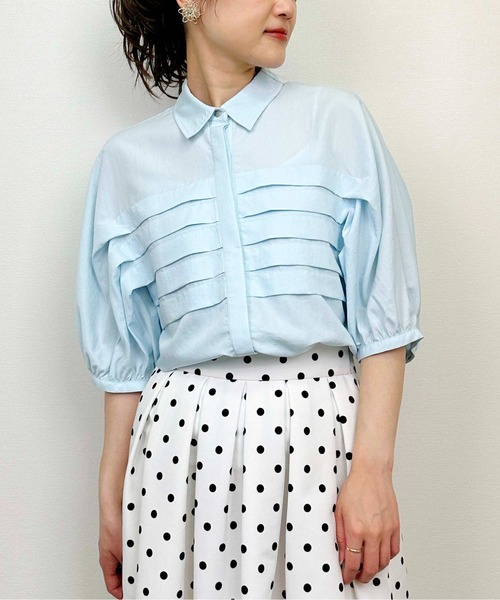 DIARIUM（ディアリウム）の「横プリーツブラウス（シャツ/ブラウス・レディース・ブルー/オフホワイト・M）」の16枚目の写真