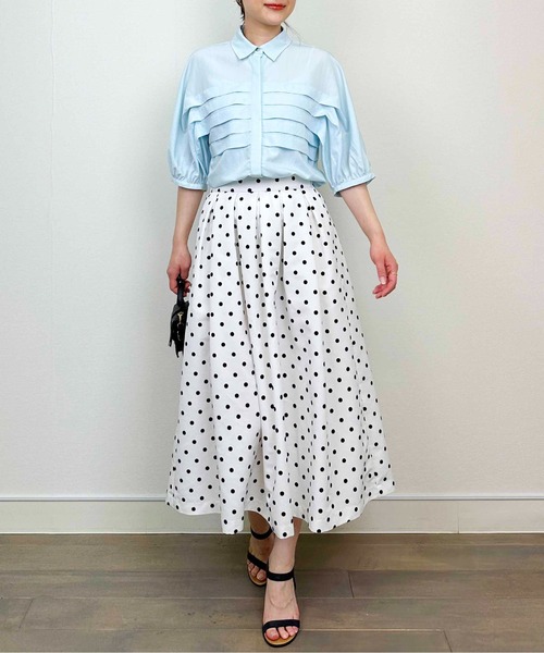 DIARIUM（ディアリウム）の「横プリーツブラウス（シャツ/ブラウス・レディース・ブルー/オフホワイト・M）」の17枚目の写真