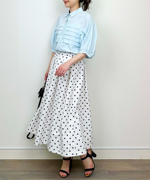 DIARIUM（ディアリウム）の「横プリーツブラウス（シャツ/ブラウス・レディース・ブルー/オフホワイト・M）」の18枚目の写真