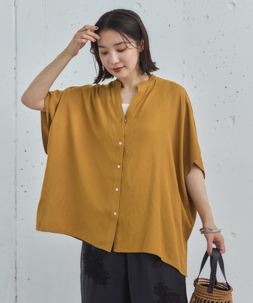 Doux archives（ドゥアルシーヴ）の「【新色追加】ウォッシャブルリネンライクスキッパープルオーバー（シャツ/ブラウス・レディース・オフホワイト/グレー/サックスブルー/ミント/ブラック/イエロー/キャメル・FREE）」の7枚目の写真