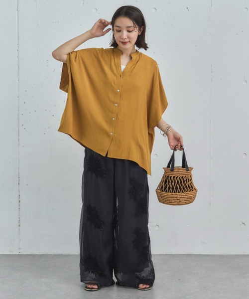 Doux archives（ドゥアルシーヴ）の「【新色追加】ウォッシャブルリネンライクスキッパープルオーバー（シャツ/ブラウス・レディース・オフホワイト/グレー/サックスブルー/ミント/ブラック/イエロー/キャメル・FREE）」の16枚目の写真