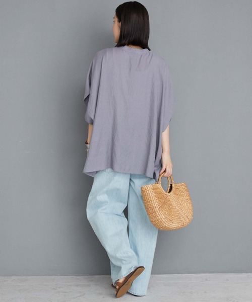 Doux archives（ドゥアルシーヴ）の「【新色追加】ウォッシャブルリネンライクスキッパープルオーバー（シャツ/ブラウス・レディース・オフホワイト/グレー/サックスブルー/ミント/ブラック/イエロー/キャメル・FREE）」の9枚目の写真