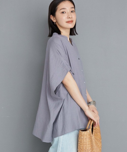 Doux archives（ドゥアルシーヴ）の「【新色追加】ウォッシャブルリネンライクスキッパープルオーバー（シャツ/ブラウス・レディース・オフホワイト/グレー/サックスブルー/ミント/ブラック/イエロー/キャメル・FREE）」の10枚目の写真