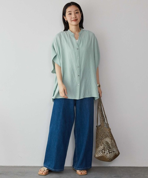 Doux archives（ドゥアルシーヴ）の「【新色追加】ウォッシャブルリネンライクスキッパープルオーバー（シャツ/ブラウス・レディース・オフホワイト/グレー/サックスブルー/ミント/ブラック/イエロー/キャメル・FREE）」の12枚目の写真