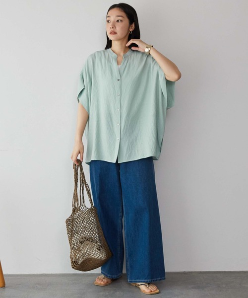 Doux archives（ドゥアルシーヴ）の「【新色追加】ウォッシャブルリネンライクスキッパープルオーバー（シャツ/ブラウス・レディース・オフホワイト/グレー/サックスブルー/ミント/ブラック/イエロー/キャメル・FREE）」の13枚目の写真