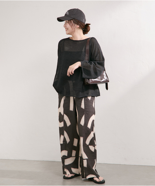 JOURNAL STANDARD（ジャーナルスタンダード）の「ペーパーヤーンサマーニットプルオーバー（ニット/セーター・レディース・ブラック/ピンク/ホワイト系その他・FREE）」の5枚目の写真