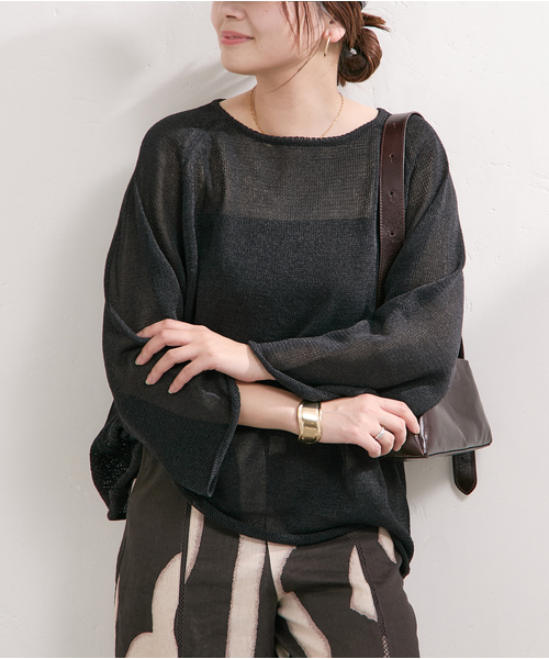 JOURNAL STANDARD（ジャーナルスタンダード）の「ペーパーヤーンサマーニットプルオーバー（ニット/セーター・レディース・ブラック/ピンク/ホワイト系その他・FREE）」の14枚目の写真