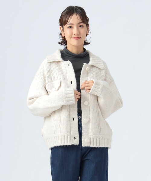 BEAMS HEART（ビームスハート）の「Gジャン風 ニット ブルゾン（ブルゾン・レディース・ホワイト系その他5/ブルー・FREE）」の2枚目の写真