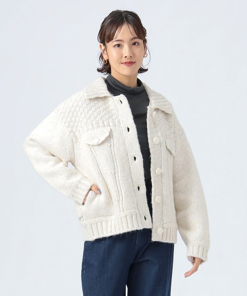 BEAMS HEART（ビームスハート）の「Gジャン風 ニット ブルゾン（ブルゾン・レディース・ホワイト系その他5/ブルー・FREE）」の20枚目の写真