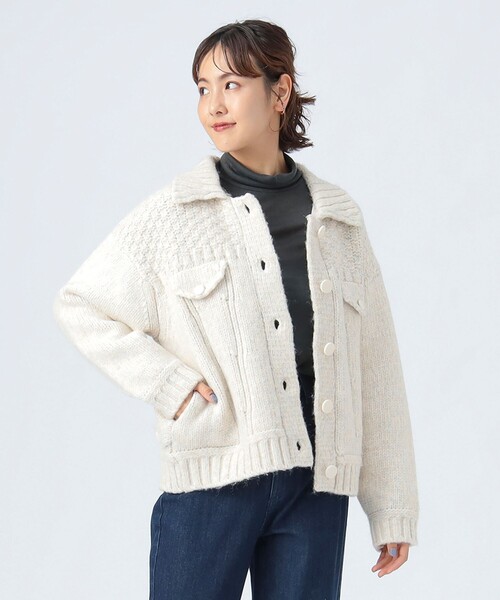 BEAMS HEART（ビームスハート）の「Gジャン風 ニット ブルゾン（ブルゾン・レディース・ホワイト系その他5/ブルー・FREE）」の19枚目の写真