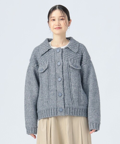 BEAMS HEART（ビームスハート）の「Gジャン風 ニット ブルゾン（ブルゾン・レディース・ホワイト系その他5/ブルー・FREE）」の15枚目の写真